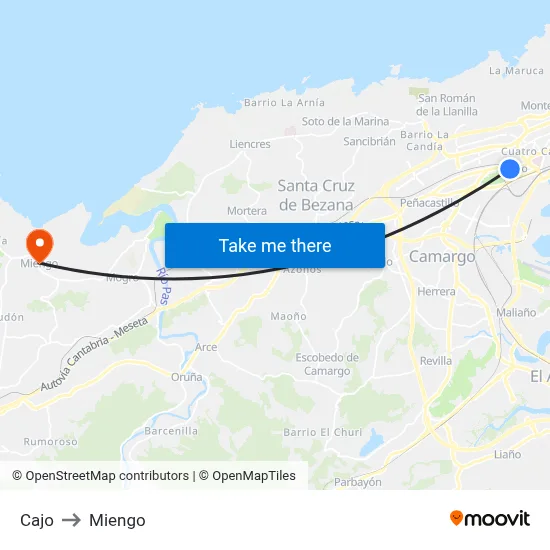 Cajo to Miengo map