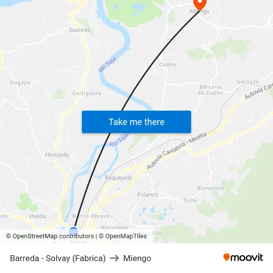 Barreda - Solvay (Fabrica) to Miengo map