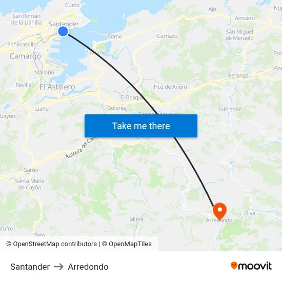 Santander to Arredondo map
