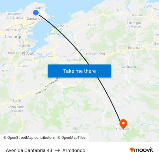 Avenida Cantabria 43 to Arredondo map