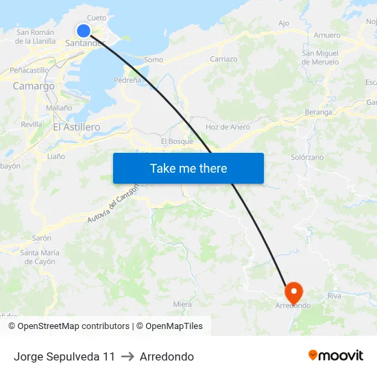 Jorge Sepulveda 11 to Arredondo map
