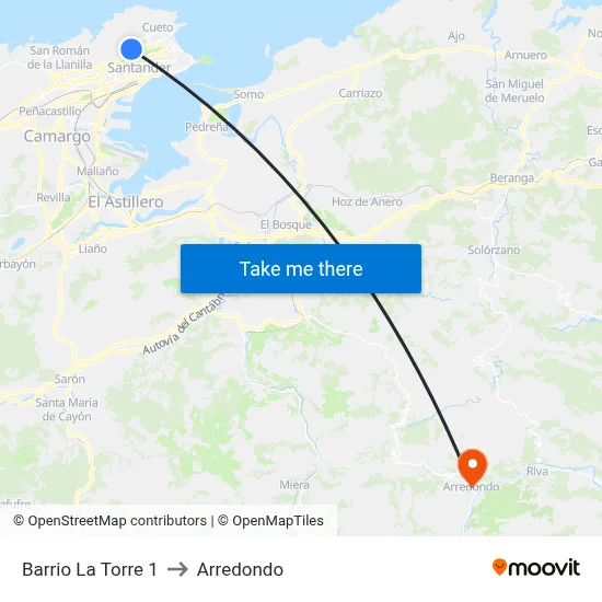 Barrio La Torre 1 to Arredondo map