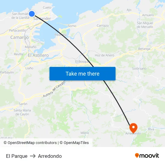 El Parque to Arredondo map