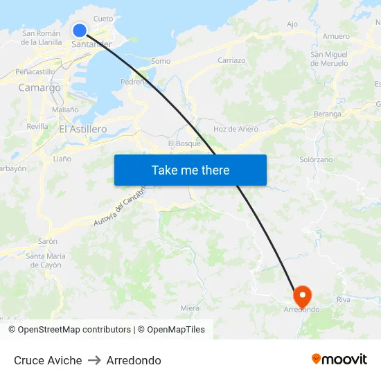 Cruce Aviche to Arredondo map