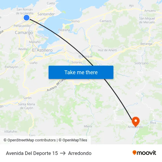 Avenida Del Deporte 15 to Arredondo map