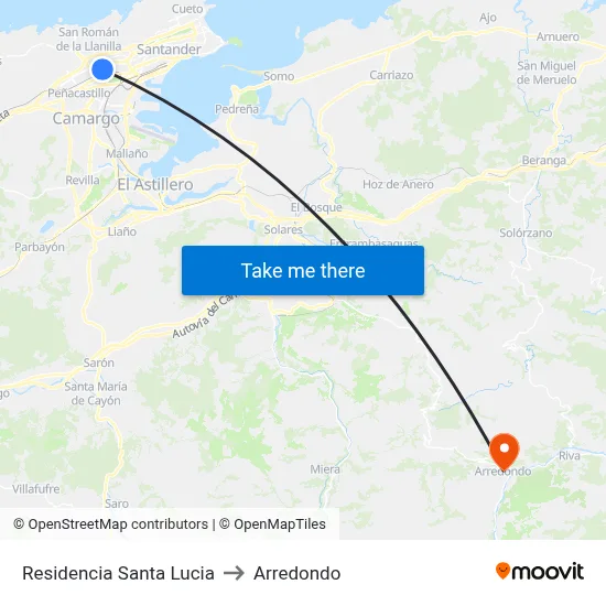 Residencia Santa Lucia to Arredondo map