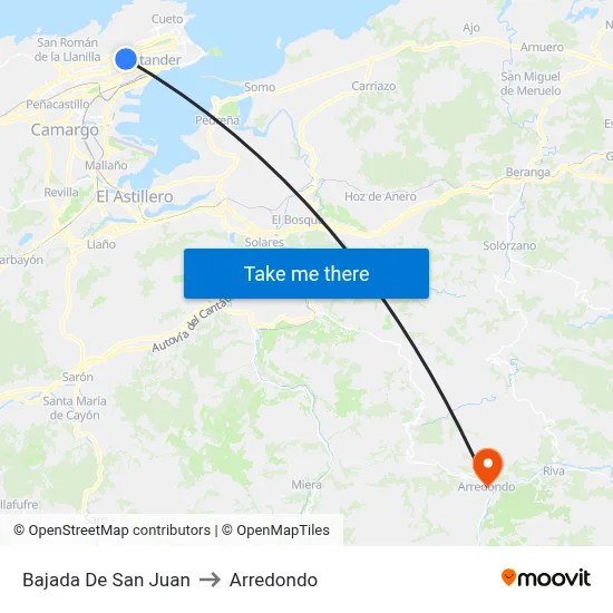 Bajada De San Juan to Arredondo map