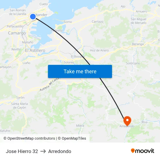 Jose Hierro 32 to Arredondo map