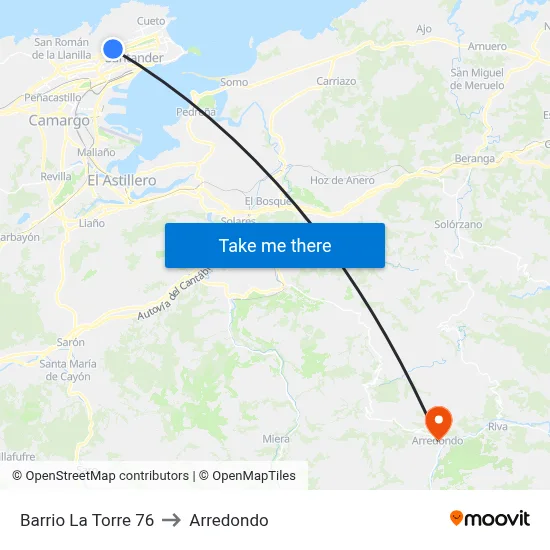 Barrio La Torre 76 to Arredondo map