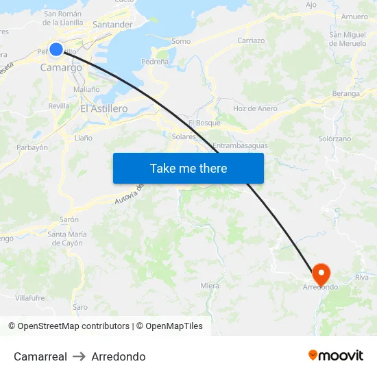 Camarreal to Arredondo map