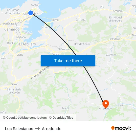 Los Salesianos to Arredondo map