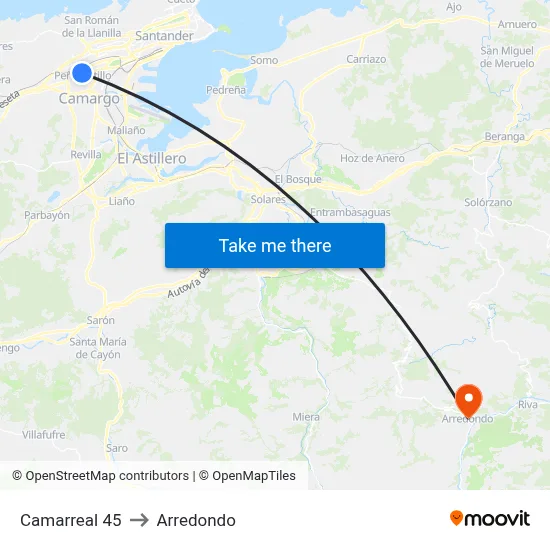 Camarreal 45 to Arredondo map