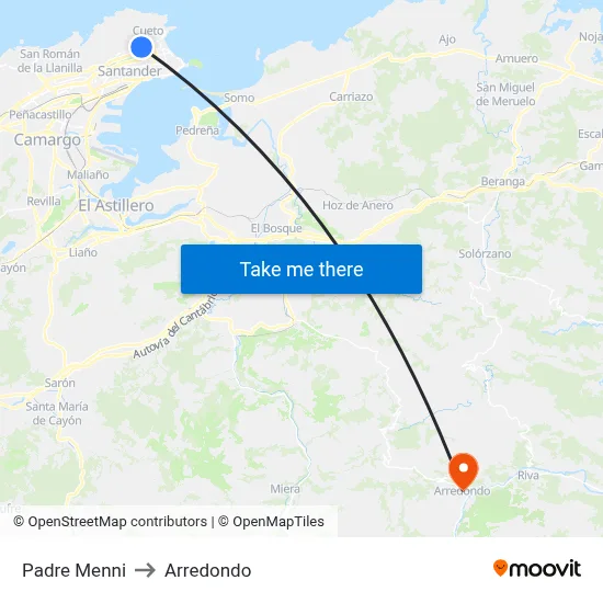 Padre Menni to Arredondo map