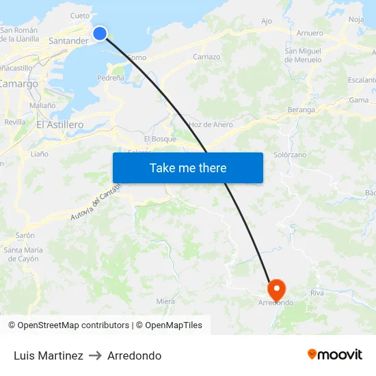 Luis Martinez to Arredondo map