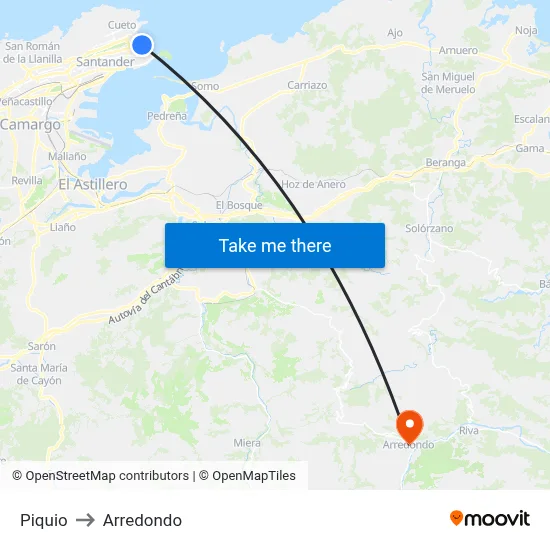 Piquio to Arredondo map