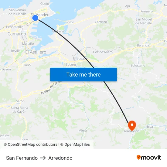 San Fernando to Arredondo map