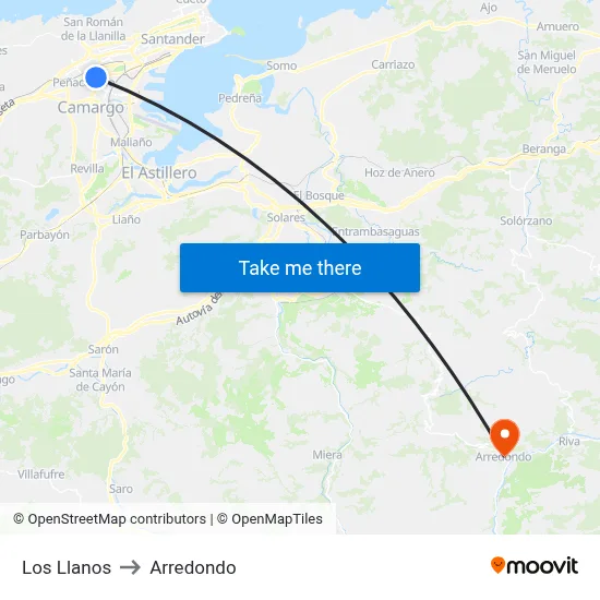 Los Llanos to Arredondo map