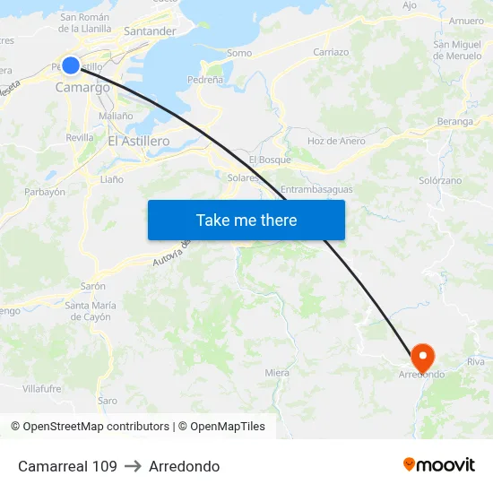 Camarreal 109 to Arredondo map