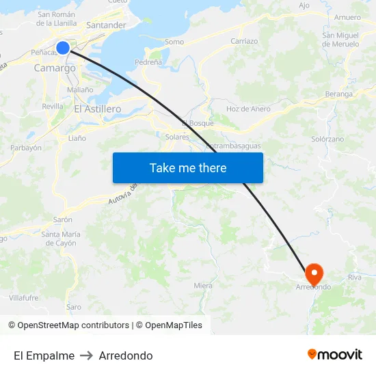 El Empalme to Arredondo map