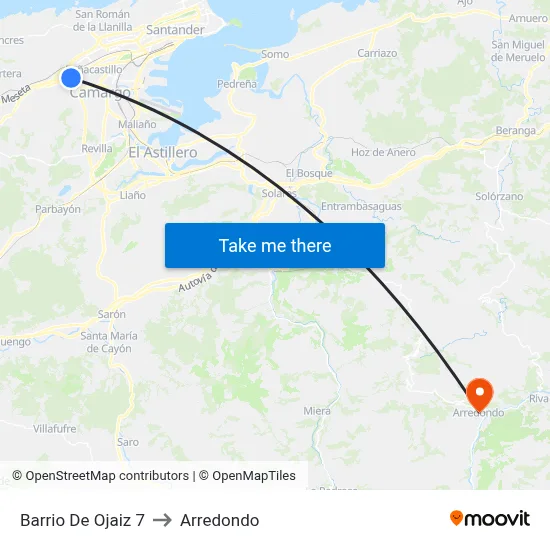 Barrio De Ojaiz 7 to Arredondo map