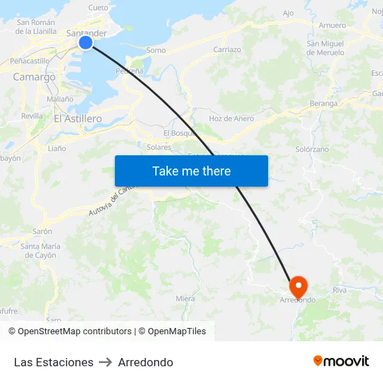 Las Estaciones to Arredondo map