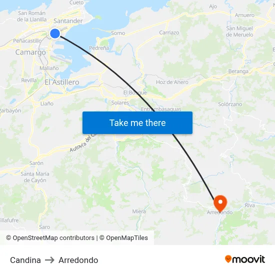 Candina to Arredondo map