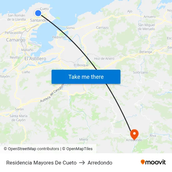 Residencia Mayores De Cueto to Arredondo map