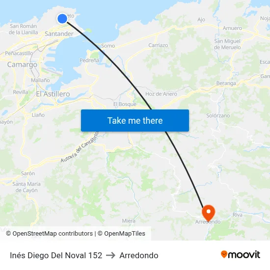 Inés Diego Del Noval 152 to Arredondo map