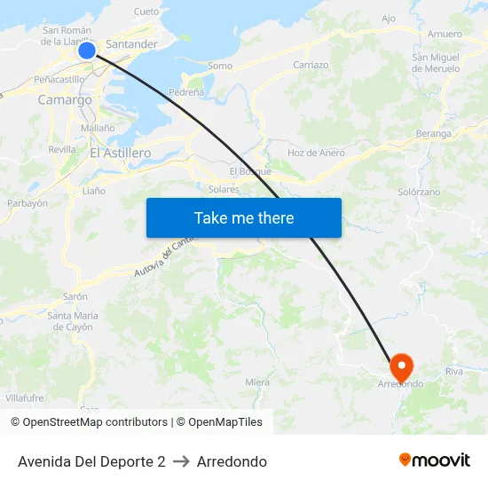 Avenida Del Deporte 2 to Arredondo map
