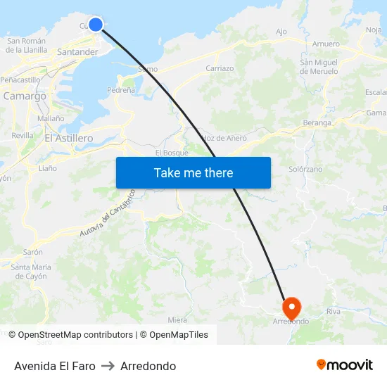 Avenida El Faro to Arredondo map
