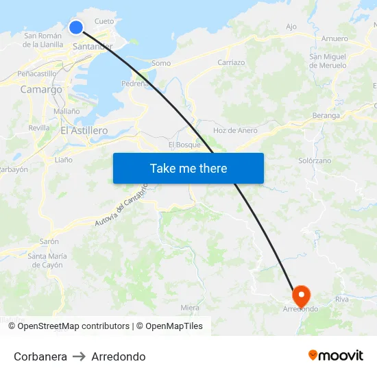 Corbanera to Arredondo map