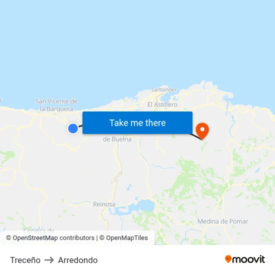 Treceño to Arredondo map