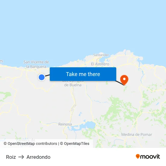 Roiz to Arredondo map