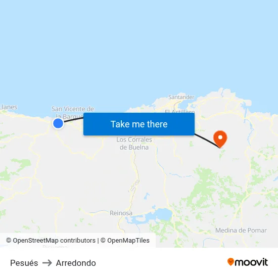 Pesués to Arredondo map