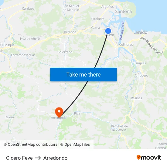 Cicero Feve to Arredondo map