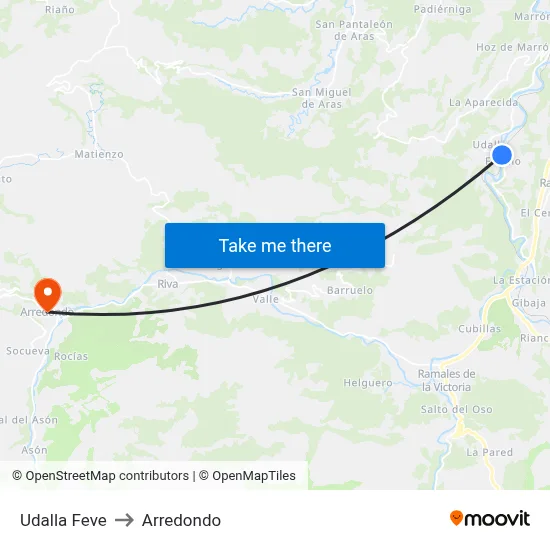 Udalla Feve to Arredondo map