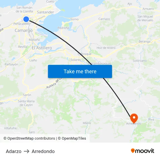 Adarzo to Arredondo map