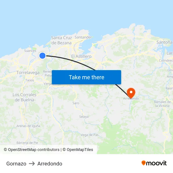 Gornazo to Arredondo map