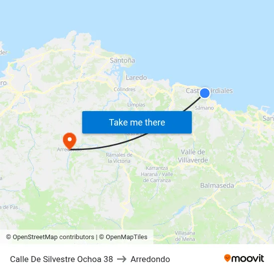 Calle De Silvestre Ochoa 38 to Arredondo map