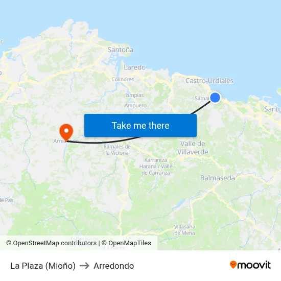 La Plaza (Mioño) to Arredondo map