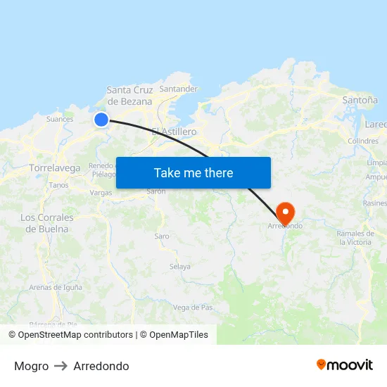 Mogro to Arredondo map