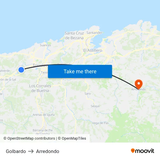 Golbardo to Arredondo map