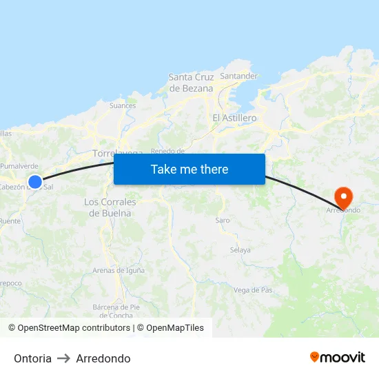 Ontoria to Arredondo map