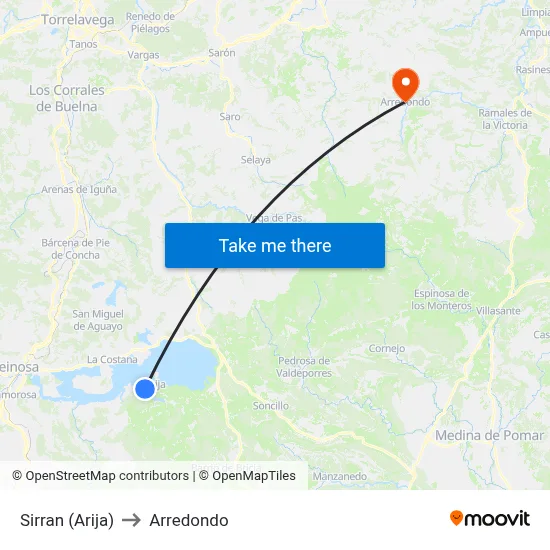 Sirran (Arija) to Arredondo map