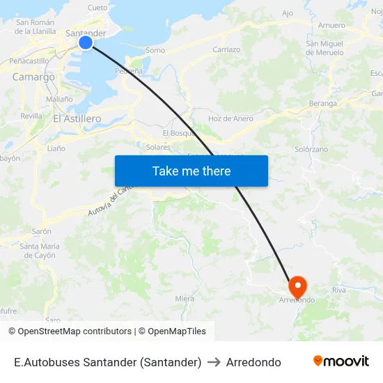 E.Autobuses Santander (Santander) to Arredondo map