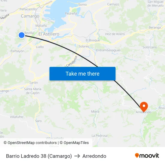 Barrio Ladredo 38 (Camargo) to Arredondo map