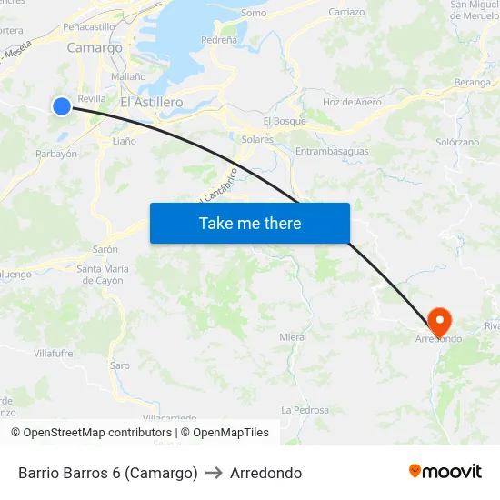 Barrio Barros 6 (Camargo) to Arredondo map