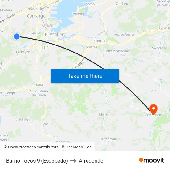 Barrio Tocos 9 (Escobedo) to Arredondo map