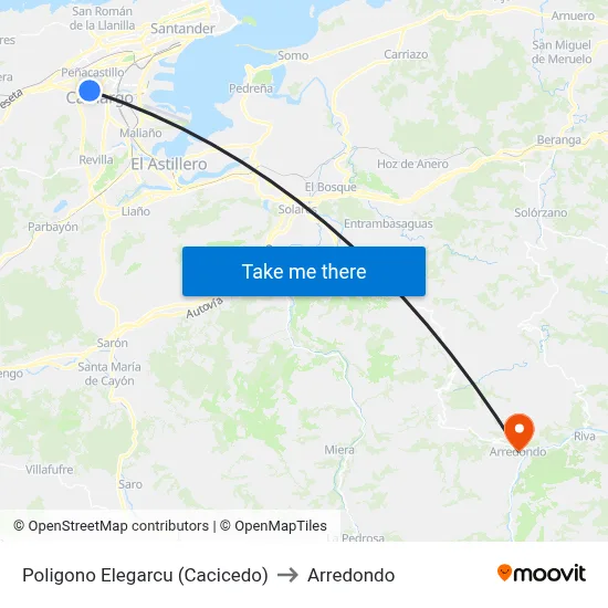 Poligono Elegarcu (Cacicedo) to Arredondo map