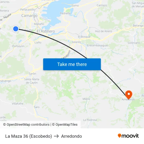 La Maza 36 (Escobedo) to Arredondo map